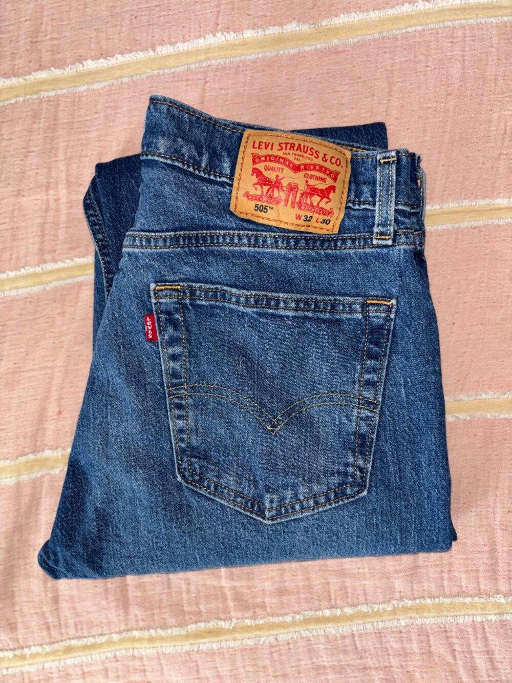 Levi’s 505 Regular Fit Straight Leg Jeans Blue Denim 32x30 Like New